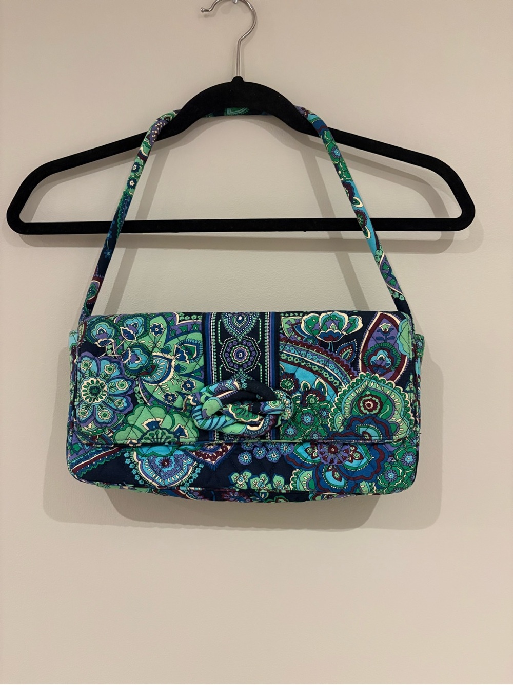 Vera Bradley Quilted Paisley Shoulder Bag in Teal, Navy & Green - Picture 4 of 10